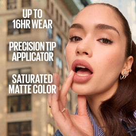 Maybelline Visionary close-up on lips illustrating matte finish and full color payoff