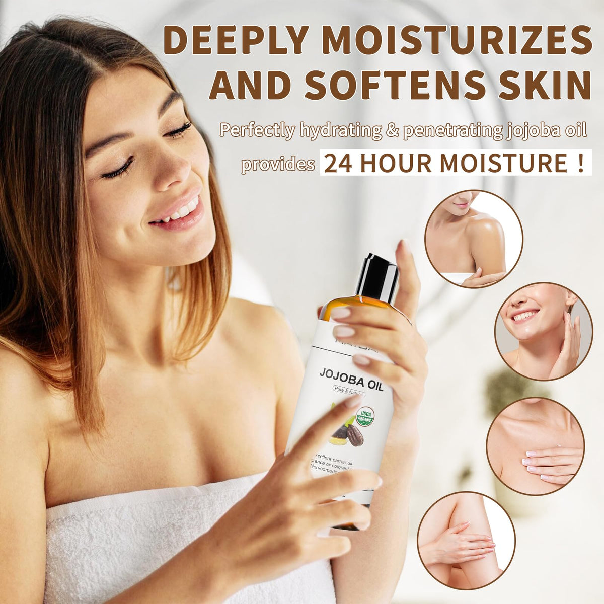MAYJAM jojoba oil used to remove makeup and gently hydrate facial skin
