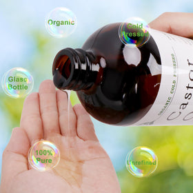 MAYLINK castor oil pouring to show viscous texture and moisturizing benefit