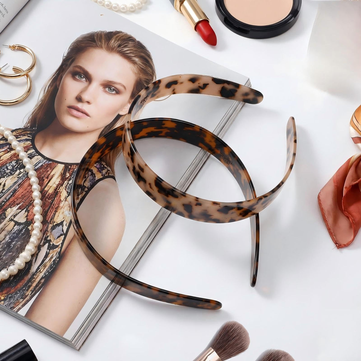 Maysing headband worn by model with ponytail showing secure no-slip hold
