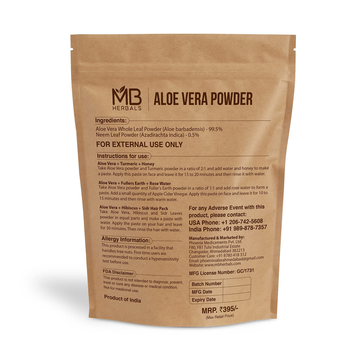 MB Herbals close-up powder texture highlighting fine aloe powder for smooth gel mixing