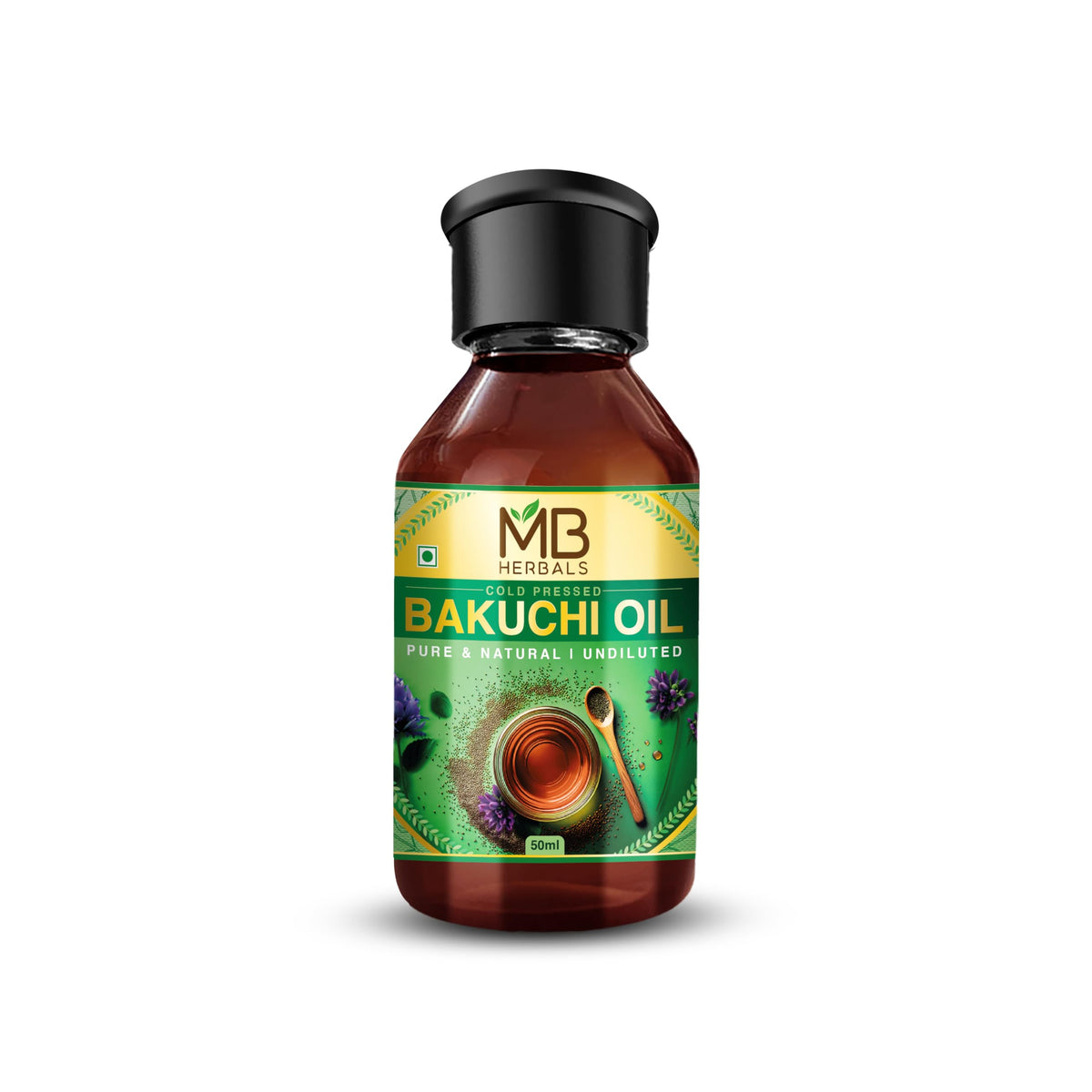 MB Herbals front packaging showing 50ml dark bottle and secure cap for quality preservation