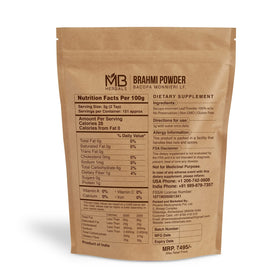MB Herbals Brahmi powder close-up texture, fine grind for easy mixing benefit
