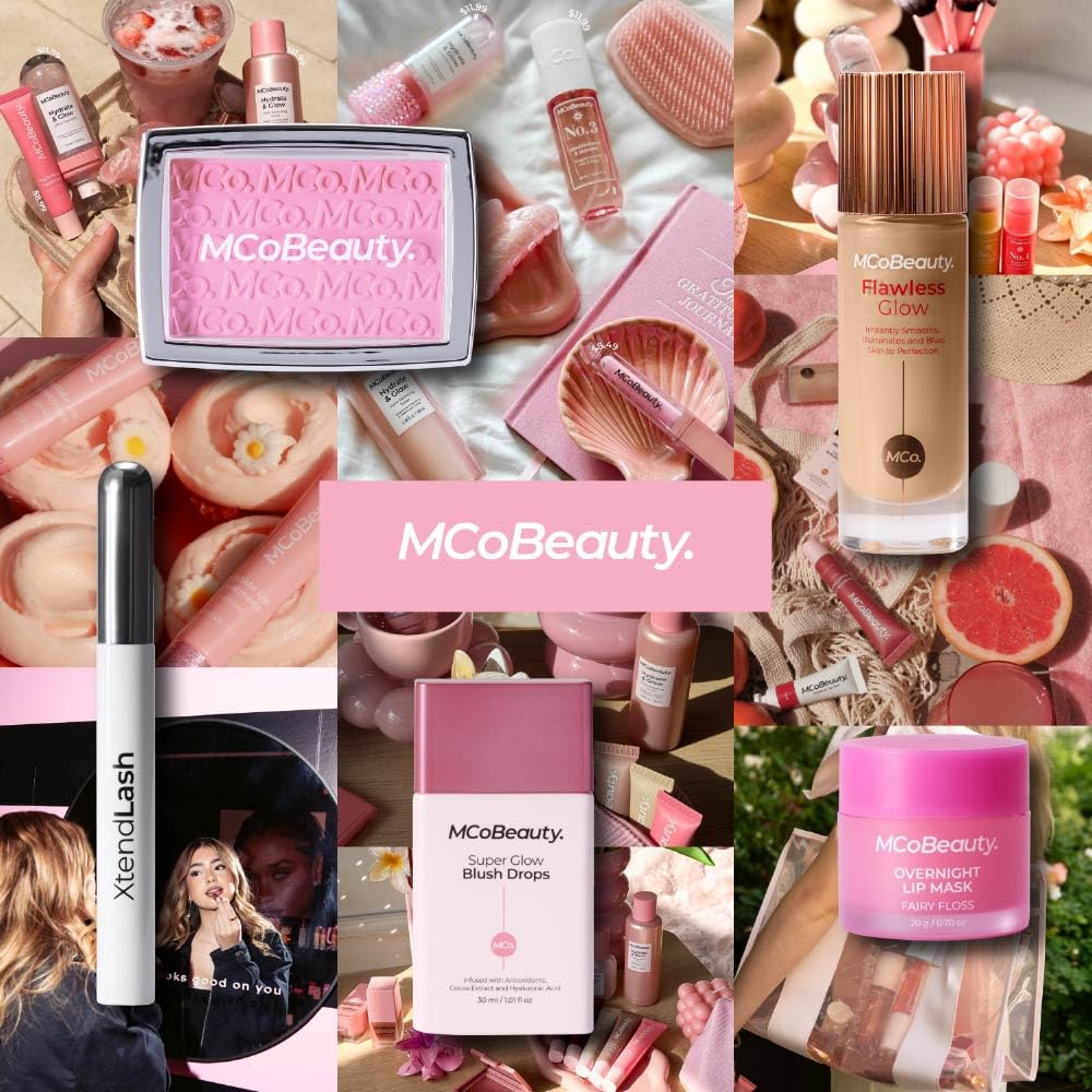 MCoBeauty lifestyle shot in travel bag showing portability and on-the-go touch-up convenience