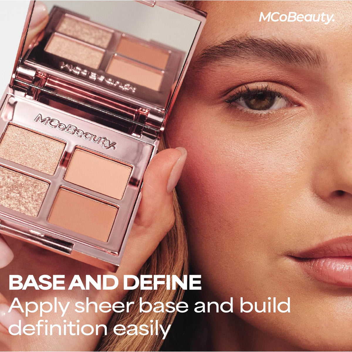 MCoBeauty open palette with mirror for on-the-go touch ups benefit