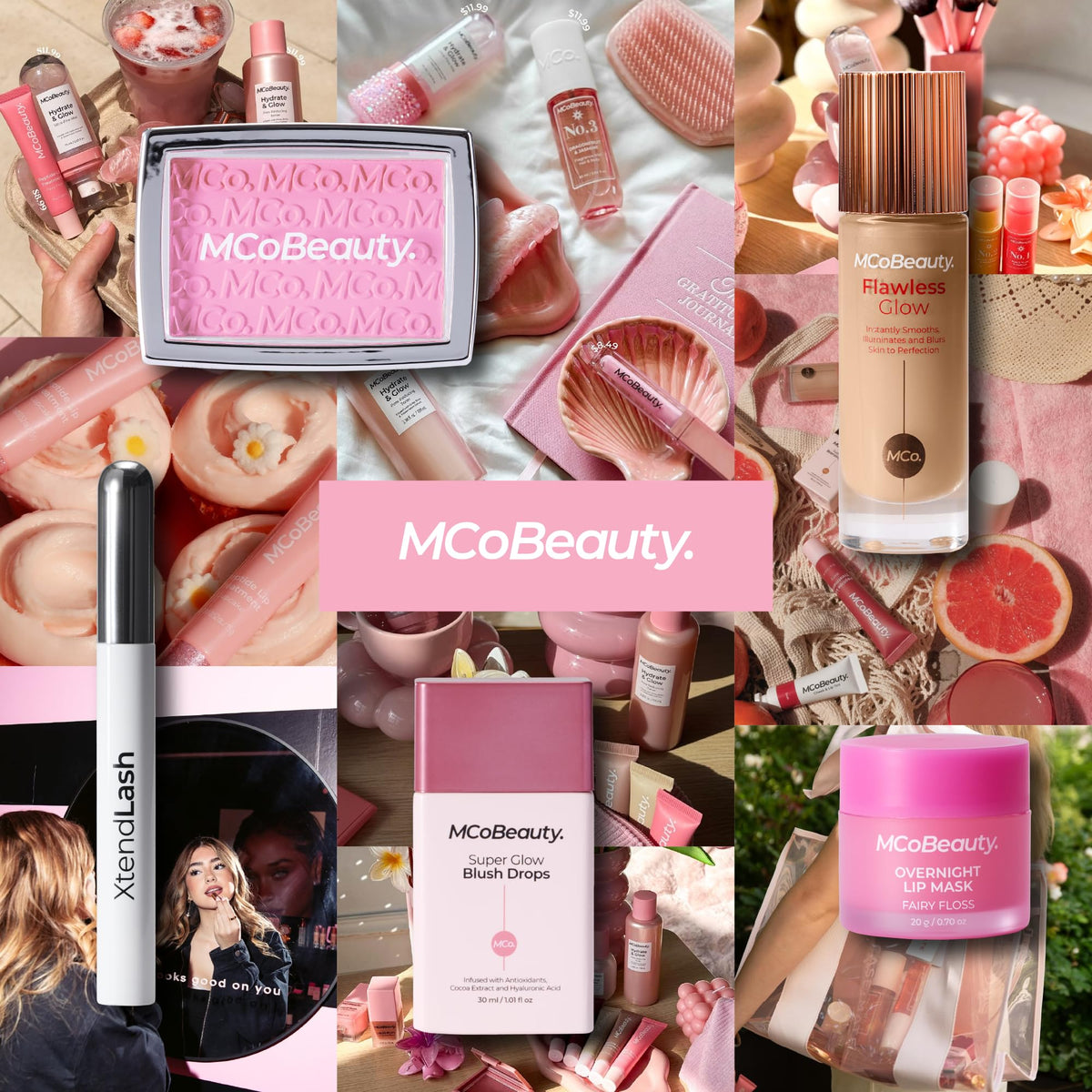 MCoBeauty label close-up showing key ingredients, highlights squalane and vitamin E
