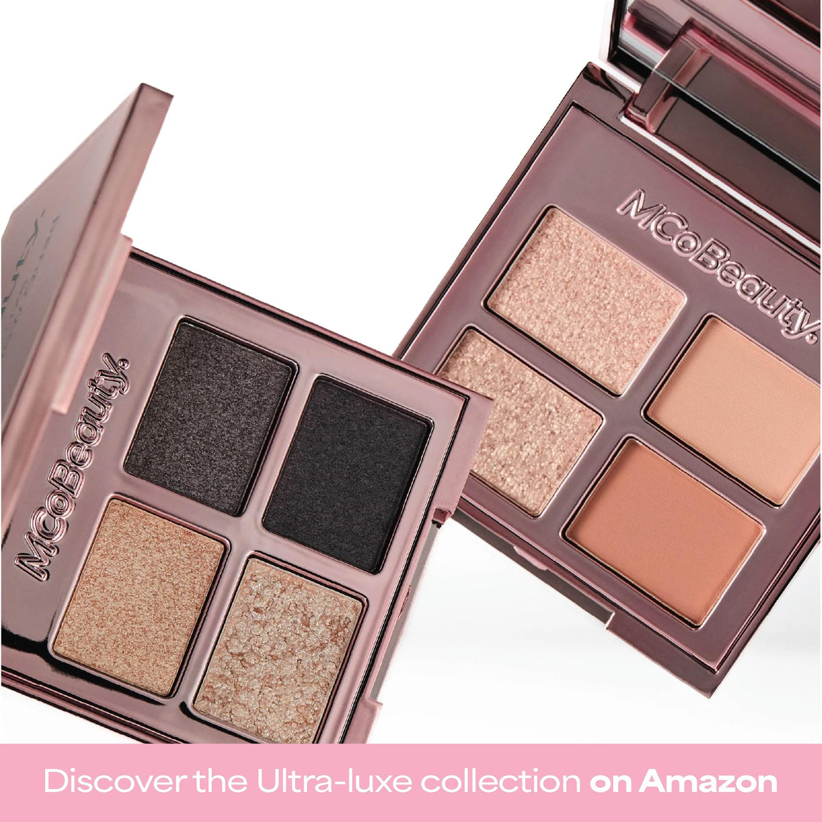 MCoBeauty palette held in hand showing compact size and portability benefit