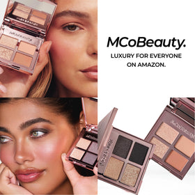 MCoBeauty palette tucked in bag showing travel-ready convenience benefit