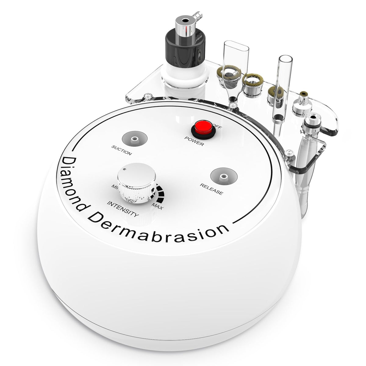 mcwdoit front view handheld dermabrasion device showing controls and tips for easy use