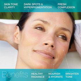 MD Complete serum texture close-up, smooth formulation for brighter skin