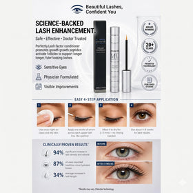 MD Lash Factor on vanity lifestyle scene showing everyday routine convenience