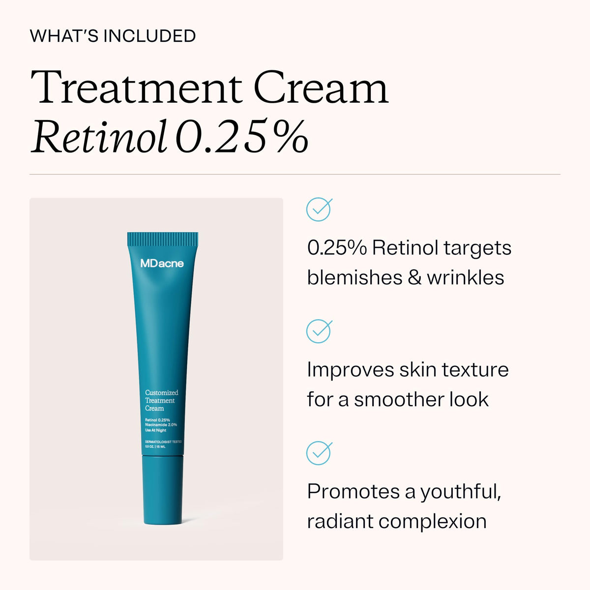 MDacne products lined up travel-size conveying convenient 30-day regimen
