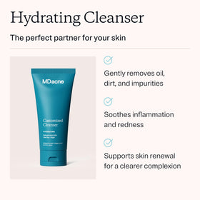 MDacne texture close-up of gel lather demonstrating gentle hydration and cleansing
