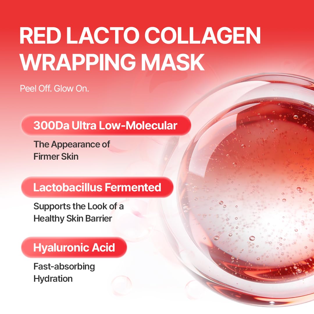 MDP texture close-up of red lacto collagen gel showing hydration-rich consistency