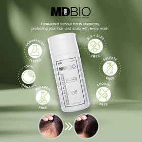 mdplusbio professıonal haır care pump close-up for easy dispensing