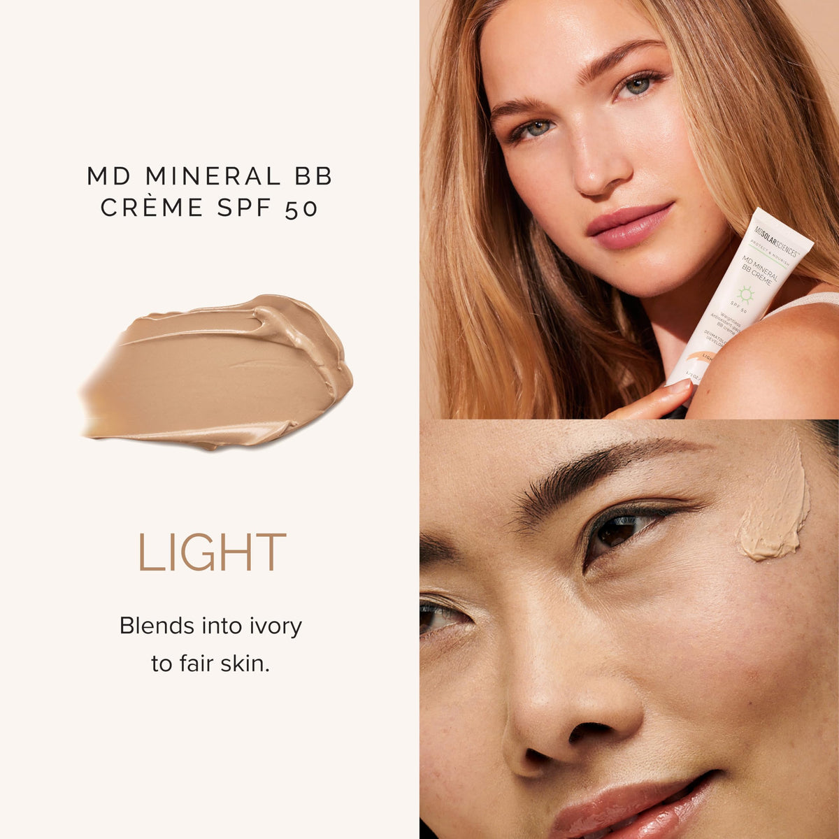 MDSolarSciences split-face before and after showing visible evening of complexion