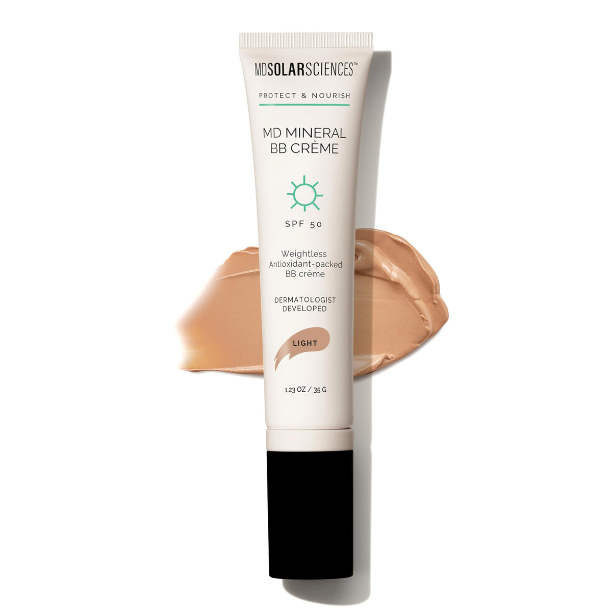 MDSolarSciences jar front view showing compact, travel-friendly SPF 50 protection