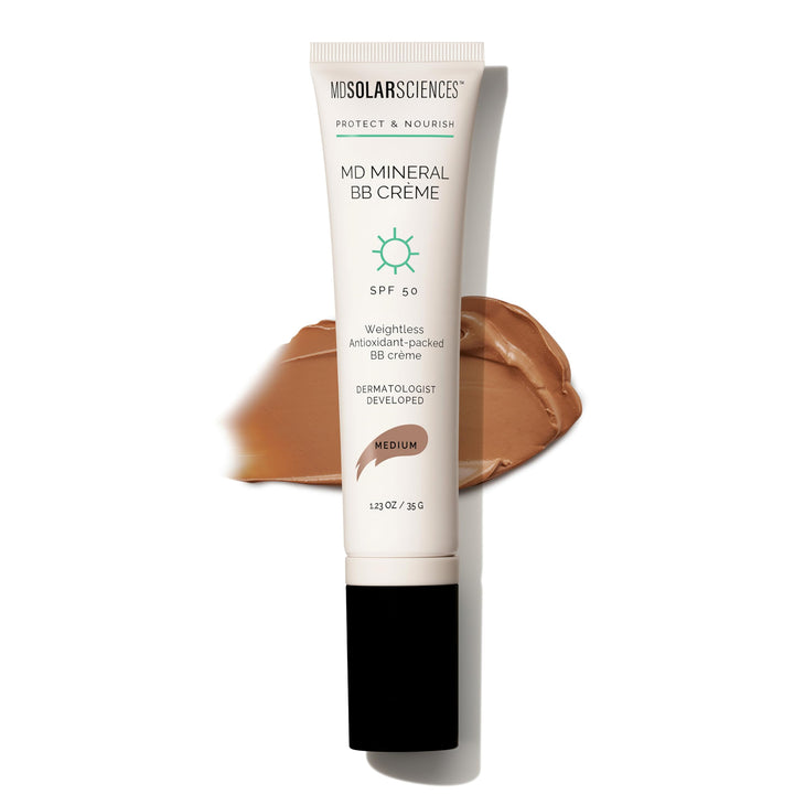 MDSolarSciences front packaging showing SPF 50 and tinted BB benefits