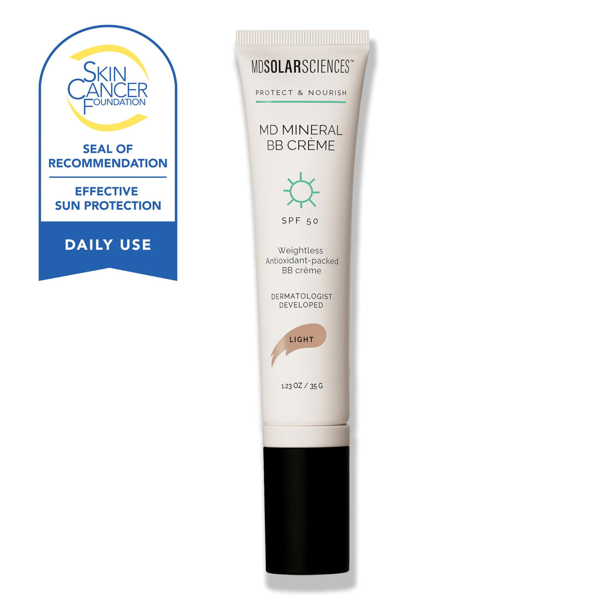 MDSolarSciences whipped texture swipe demonstrating blendable, matte finish