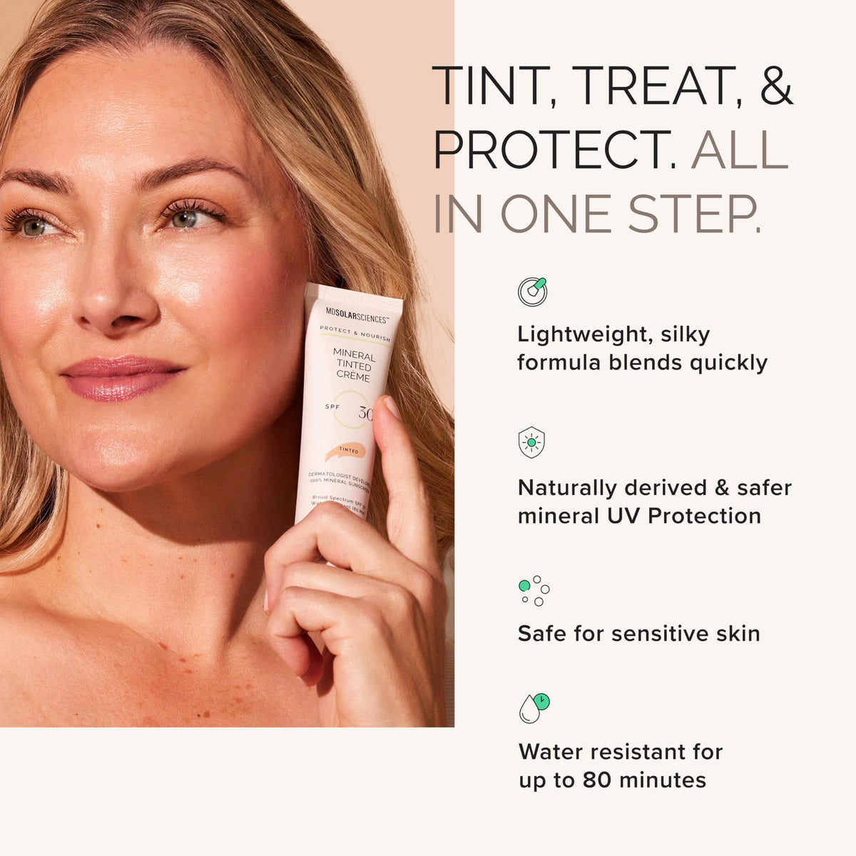 MDSolarSciences before and after swipe showing blurred imperfections benefit