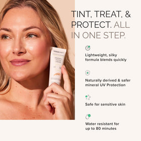 MDSolarSciences before and after swipe showing blurred imperfections benefit