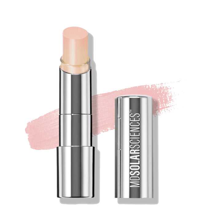 MDSolarSciences front packaging showing tinted sheer lip balm SPF 30 and clean branding benefits