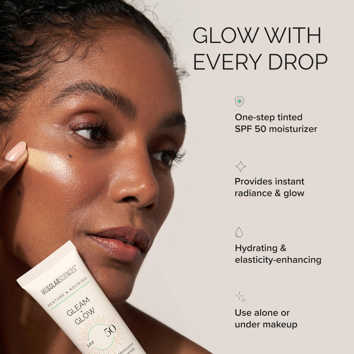 MDSolarSciences Gleam + Glow used as makeup primer for a luminous, smooth base