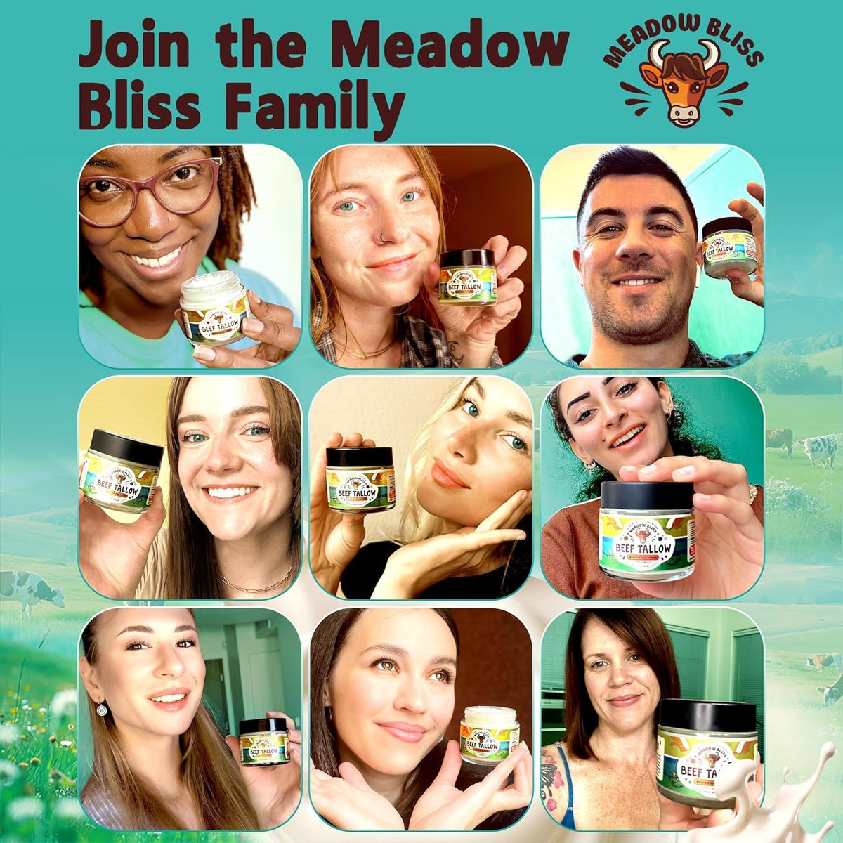 Meadow Bliss being applied on hands to moisturize and soothe dry skin