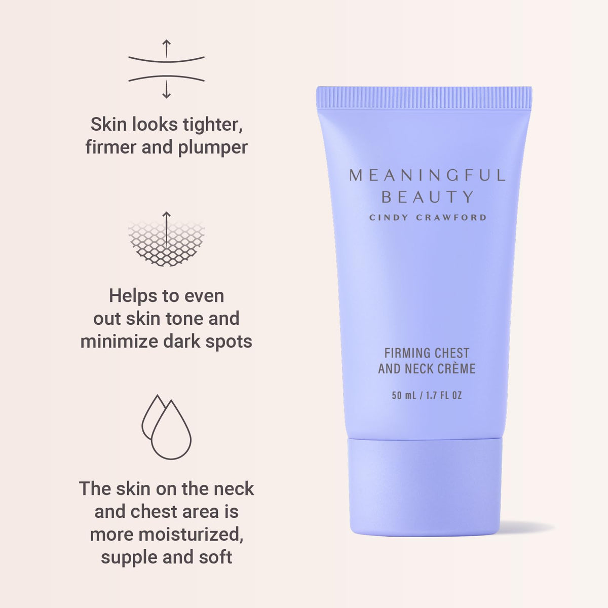 Meaningful Beauty application on neck demonstrating easy absorption and hydration