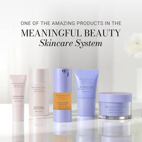 Meaningful Beauty before and after cleanse comparison showing cleaner, softer looking skin