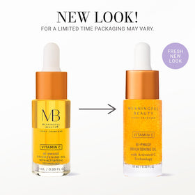 Meaningful Beauty bi-phase oil shaken in hands demonstrating activation for fresher vitamin C