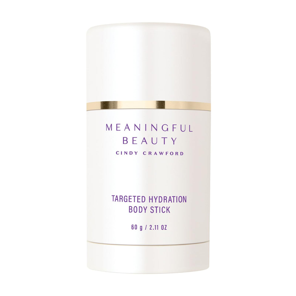 Meaningful Beauty body stick front packaging shows compact balm, easy storage benefit