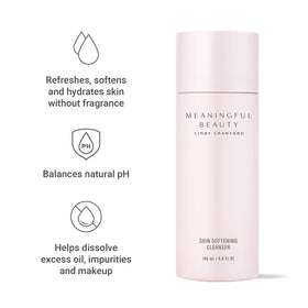 Meaningful Beauty cream texture swiped on hand showing softening benefit