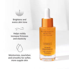 Meaningful Beauty drop of brightening oil on hand showing fast absorption and lightweight finish
