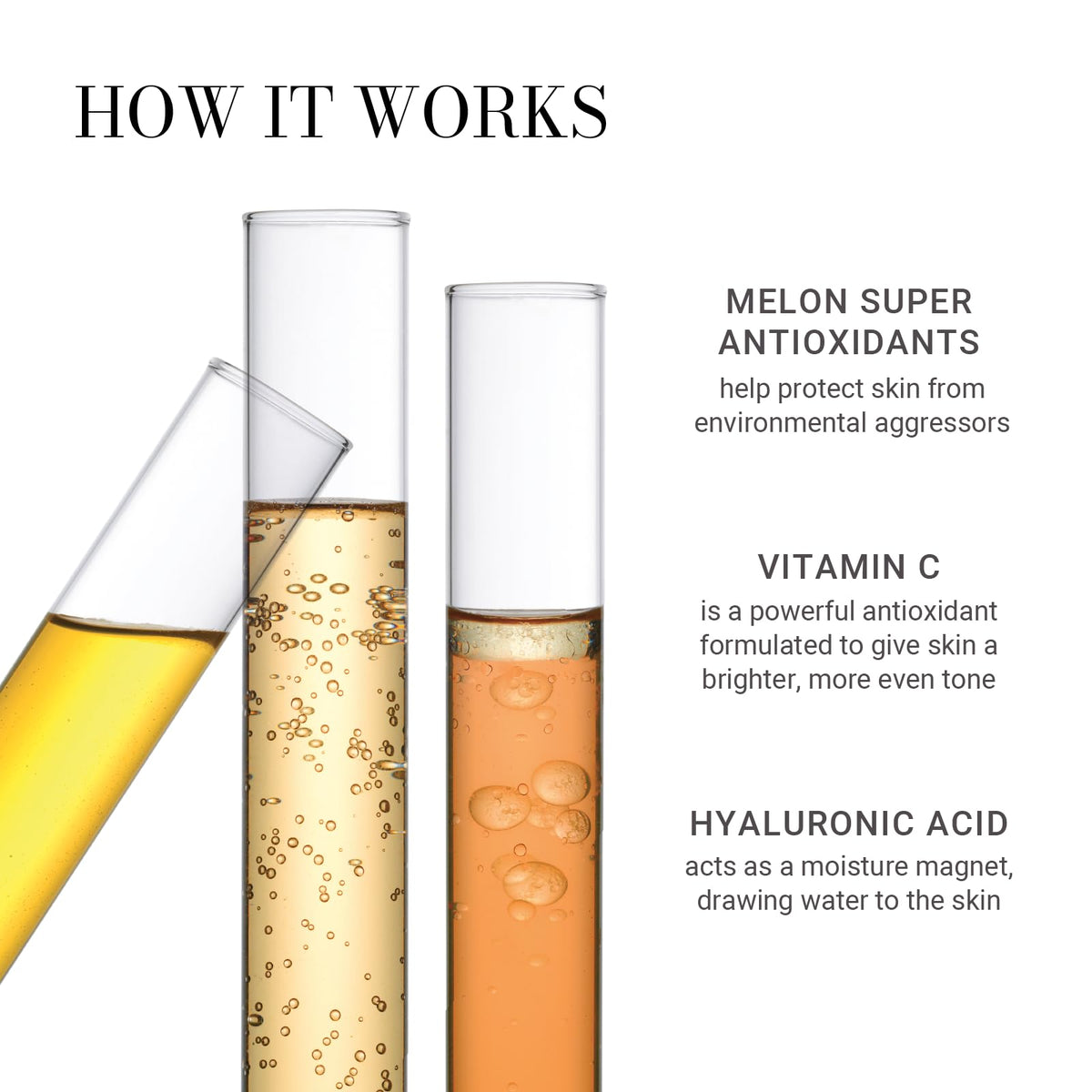 Meaningful Beauty ingredient visual with vitamin C and hyaluronic acid highlighting nourishment