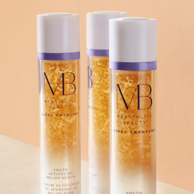 Meaningful Beauty ingredients label close-up displaying melon stem cell extract and hyaluronic acid