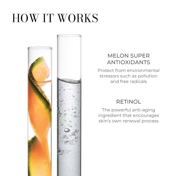 Meaningful Beauty ingredients label close-up showing retinol and melon extract benefits