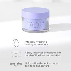 Meaningful Beauty open jar of crème showing creamy consistency and nourishing benefit