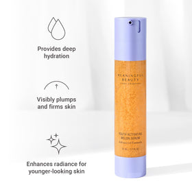 Meaningful Beauty pump dispensing clear serum highlighting easy application benefit