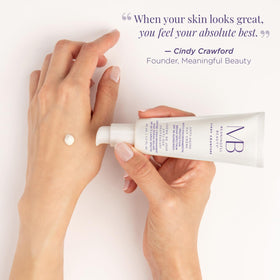 Meaningful Beauty moisturizer placed on bathroom shelf for daily routine