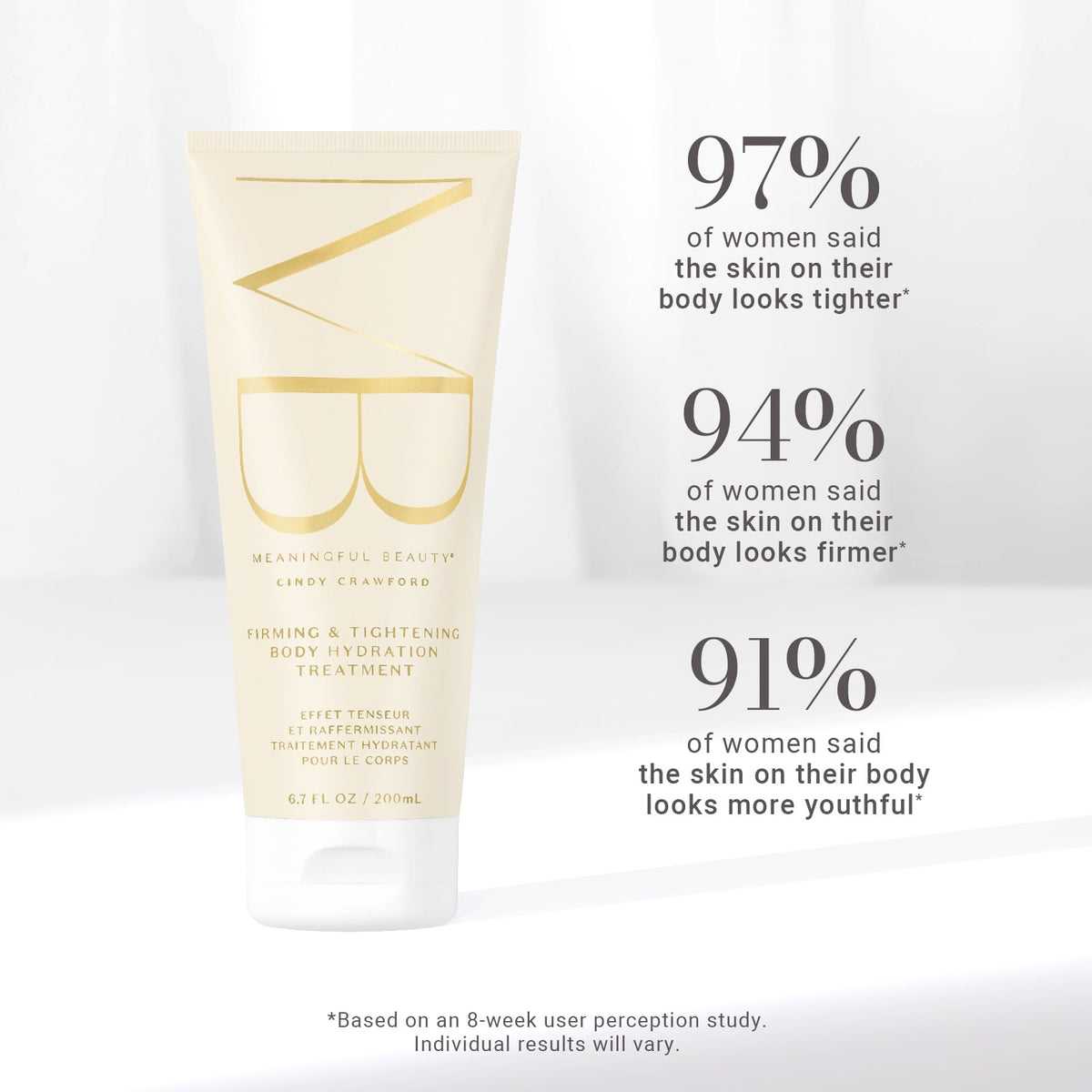 Meaningful Beauty product held in hand to show pouch size and volume