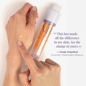 Meaningful Beauty bottle in hand for size comparison and travel-friendly convenience