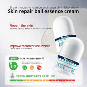 Mecncat close-up of roller tip and clear essence highlighting smooth texture