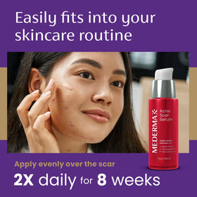 Mederma serum applied to cheek illustrating targeted coverage