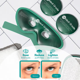 Medi Grade two cooling gel pads displayed for targeted under-eye relief
