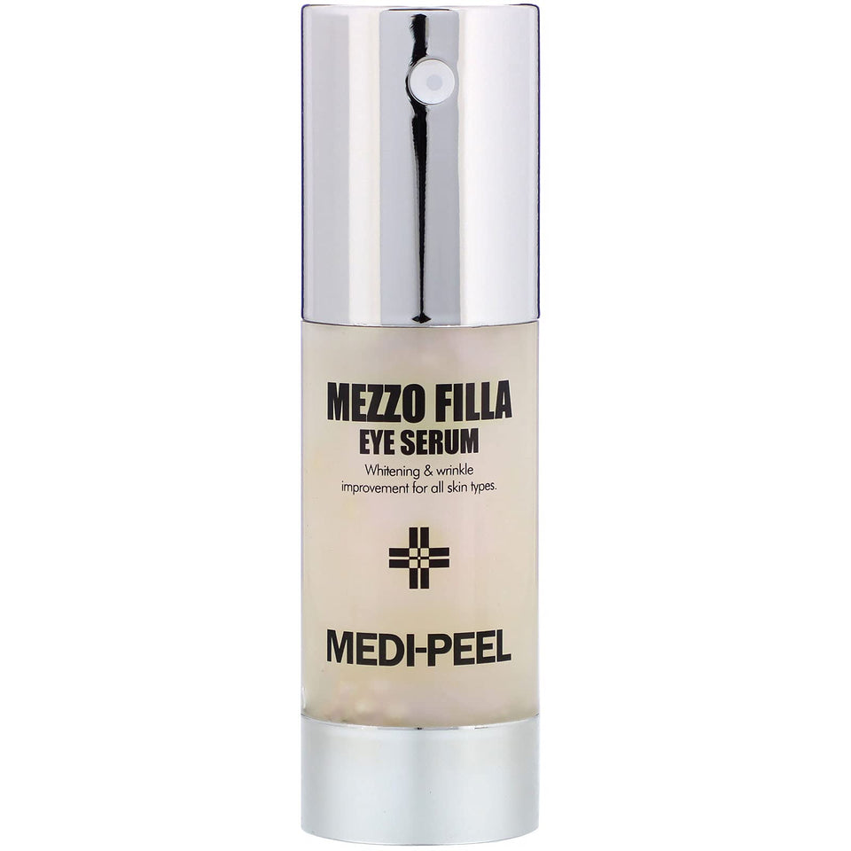 MEDI-PEEL eye serum front packaging showing compact bottle and clear labeling for brightening benefit