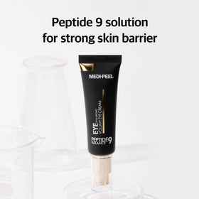 MEDI-PEEL eye cream application demo on under-eye illustrating gentle patting benefit