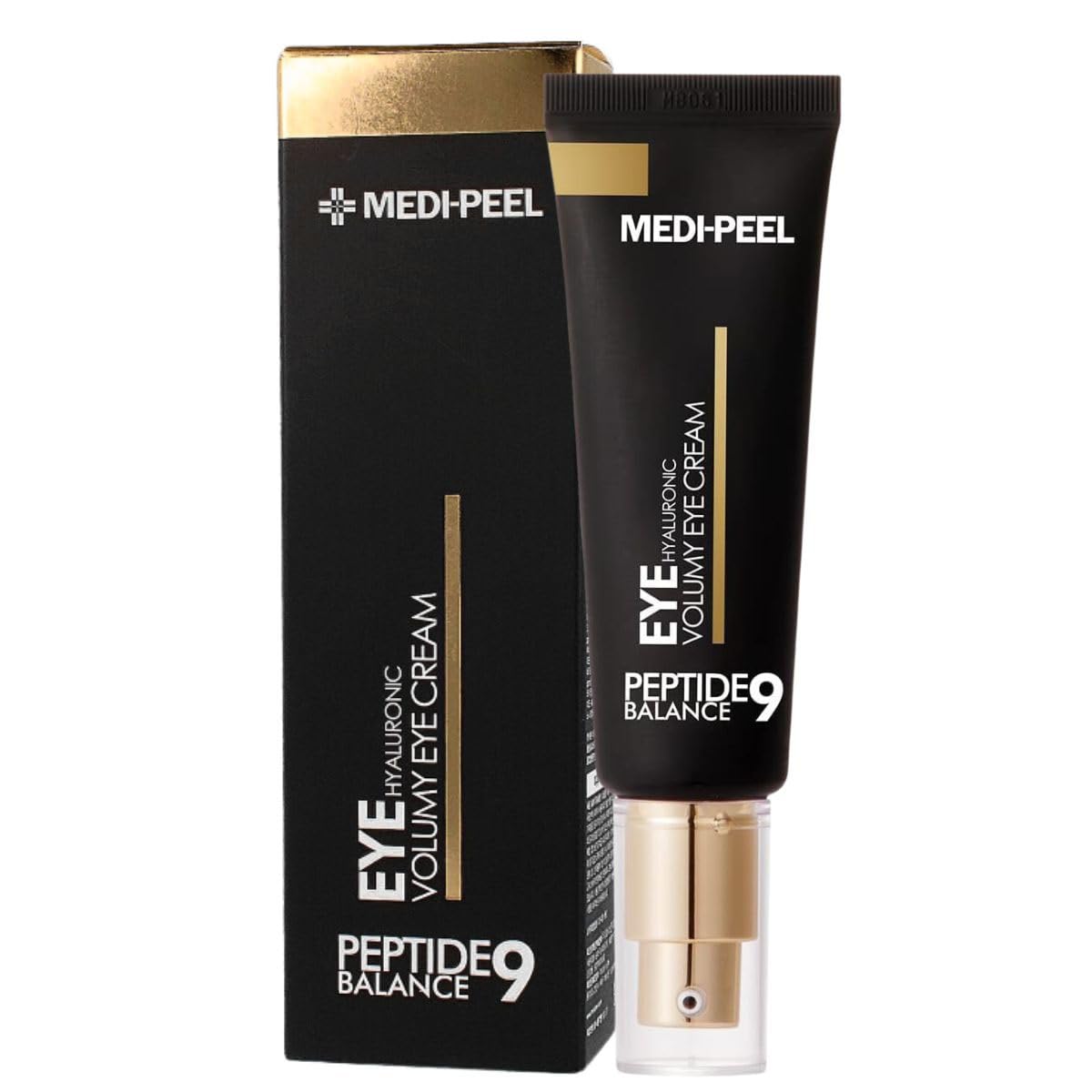 MEDI-PEEL eye cream front packaging showing product and claims, clarifying benefits