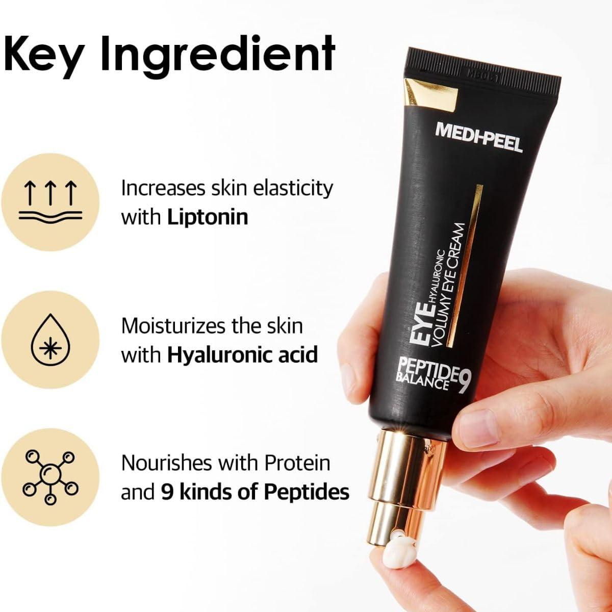 MEDI-PEEL eye cream texture swatch demonstrating lightweight hydration and absorbency