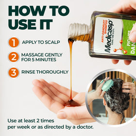 Medicasp before and after scalp photos showing reduced flakes